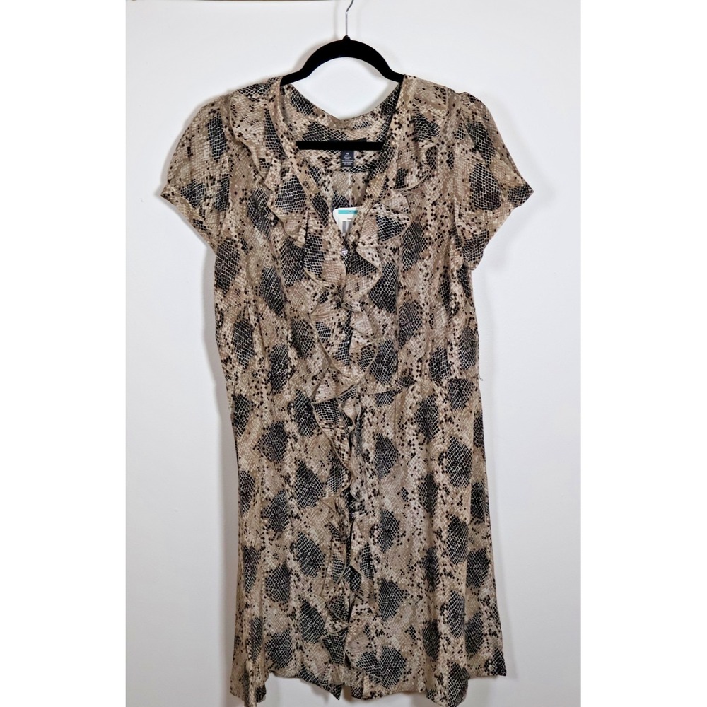 INC International Concepts Dress Size 16 Brown‎ Snakeskin Print Mini